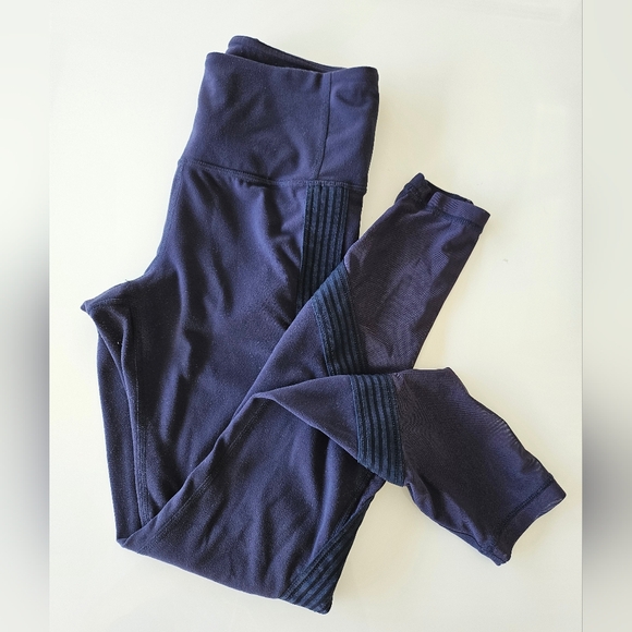 Athleta Women's Side Stripe Salutation 7/8 Hi-rise Legging Navy XS Mesh Yoga - Picture 2 of 15